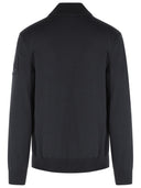 Moncler Polstret Virgin Wool Cardigan med lynlås Marineblå