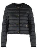 Moncler 'Fleurs' Short Down Jacket With Black Polyamide Bouclé Trim