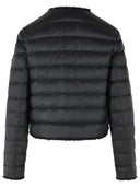 Moncler 'Fleurs' Short Down Jacket With Black Polyamide Bouclé Trim