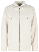 Moncler Padded Shirt Jacket In Ivory White Bouclé Cotton Blend