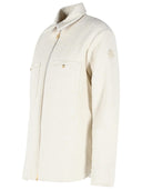 Moncler Padded Shirt Jacket In Ivory White Bouclé Cotton Blend