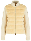 Moncler gewatteerd vest van wol en teddy-effect fleece met ivoorwitte ritssluiting
