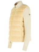 Moncler gewatteerd vest van wol en teddy-effect fleece met ivoorwitte ritssluiting