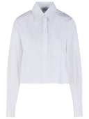 Sportmax 'Certo' Cropped Shirt In Cotton Poplin With White Asymmetrical Pleats