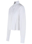 Sportmax 'Certo' Cropped Shirt In Cotton Poplin With White Asymmetrical Pleats