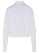 Sportmax 'Certo' Cropped Shirt In Cotton Poplin With White Asymmetrical Pleats