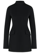 Sportmax 'Klepsydra Capsule' Short Dress With Contoured Hips In Black Virgin Wool Misot