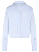 Sportmax 'Certo' Cropped Shirt In Cotton Poplin With Light Blue Asymmetric Pleats