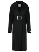 Sportmax Cose' Robe Coat In Pure Black Virgin Wool