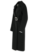 Sportmax Cose' Robe Coat In Pure Black Virgin Wool