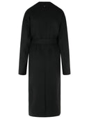 Sportmax Cose' Robe Coat In Pure Black Virgin Wool