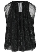 Top in rete Sportmax "Nodo" con cristalli neri