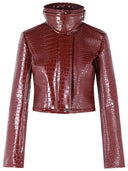 Giacca corta Sportmax 'Sultan' in vernice color alligatore rosso scuro