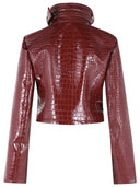 Giacca corta Sportmax 'Sultan' in vernice color alligatore rosso scuro