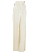 Sportmax 'Oblo' Wide Trousers In Ivory White Stretch Viscose