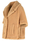Max Mara Boxy Cape In 'Teddy' Of Alpaca And Beige Cachemire