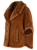 Max Mara Boxy Cape In 'Teddy' Of Alpaca And Brown Cachemire