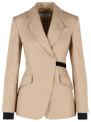 Max Mara 'Fionda' Double Breasted Blazer In Pure Camel Linen Natté