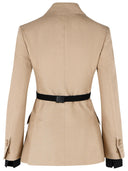 Max Mara 'Fionda' Double Breasted Blazer In Pure Camel Linen Natté