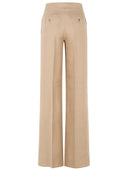 Max Mara 'Big' Regular Fit Pants In Camel Linen Natté