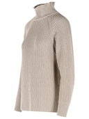 Max Mara 'Camino' Oversized Sand Cotton Cordonetto Sweater