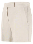 Max Mara 'Landa' Shorts In Sand Coloured Linen Mat