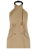 Max Mara 'Nuraghe' Sleeveless Jacket In Camel Wool And Silk Poplin