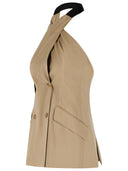 Max Mara 'Nuraghe' Sleeveless Jacket In Camel Wool And Silk Poplin