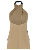Max Mara 'Nuraghe' Sleeveless Jacket In Camel Wool And Silk Poplin