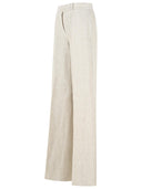 Max Mara 'Ginnico' Beige Linen Pants