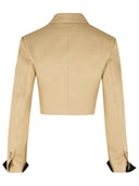 Max Mara 'Buono' Diagonal Cropped Jacket In Camel Linen