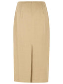 Max Mara 'Veranda' Diagonal Slim Skirt Of Camel Linen