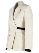 Max Mara 'Neutro' Beige Linen Blazer