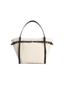 Tod's 'Shopping Tim' Canvas And Midi White Lear Bag