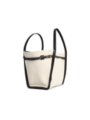 Tod's 'Shopping Tim' Canvas And Midi White Lear Bag