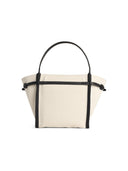 Tod's 'Shopping Tim' Canvas And Midi White Lear Bag