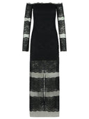 Blumarine Long Dress In Black Stretch Nylon