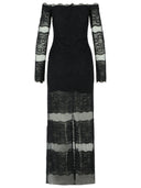 Blumarine Long Dress In Black Stretch Nylon
