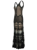 Blumarine Long Dress In Black Worked Cotton