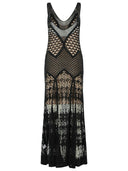Blumarine Long Dress In Black Worked Cotton