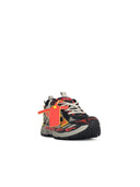 Off White 'Be Right Back' Black Mesh And Coral Red Sneakers