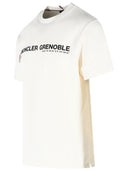 Moncler Grenoble Ivory White Stretch Cotton T Shirt