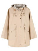 Moncler 'Bruerra' Cape In Beige Cotton Blend