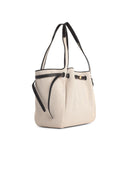 Tory Burch Large 'Romy Canvas Tote' Beige Cotton Bag