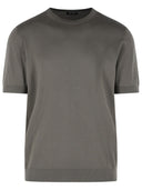 Zegna T-Shirt aus dunkeltaupefarbener Baumwolle