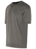 Zegna T-Shirt aus dunkeltaupefarbener Baumwolle