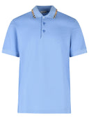 Burberry 'Eddie' Polo Shirt In Light Blue Cotton