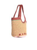 Marni 'Seaside' Burgundy And Pink Raffia Hobo Bag