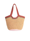 Marni 'Seaside' Burgundy And Pink Raffia Hobo Bag