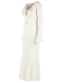 Self Portrait 'Floral Crochet' Midi Dress In White Viscose Blend